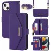 AppleKing flipové s popruhom v štýle listovej kabelky iPhone 14 - fialové