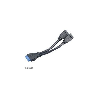 AKASA AK-CBUB09-15BK USB 3.0 internal adapter cable, Motherboard to 2 female external type AK-CBUB09-15BK