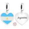 Prívesok zo striebra 925 Argentína vlajka - srdce, cestovný náramok