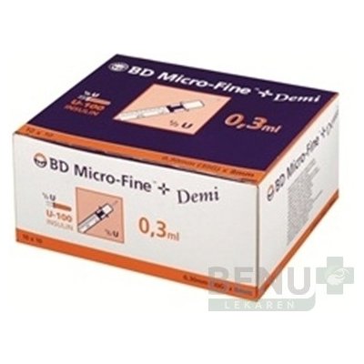 BD Micro Fine + Demi inzulin. striekačka U-100 30 G objem 0,3 ml 10 x 10 ks