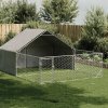 Vonkajšia búda pre psa s výbehom 5x3x1,9 m, pozinkovaná oceľ