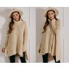 Fashionweek Luxusné pončo sveter, vlnený pletený kabát s teplým rolákom RITA Farba: krémová, Veľkosť: Universal