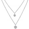 Silvego Dvojitý strieborný náhrdelník s príveskami srdca s brilliance zirconia MSS165N