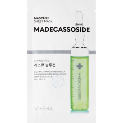 Missha Mascure Rescue Solution Sheet Mask Madecassoside Upokojujúca textilná maska 28 ml