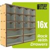 Green Stuff World MDF Vertical rack with 16 Drawers / MDF vertikálny regál so 16 zásuvkami