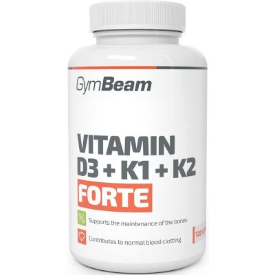 GymBeam Vitamin D3 + K1 + K2 Forte kapsuly na podporu imunitného systému 120 cps