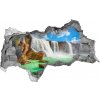 Diera 3D v stene nálepka Cascade tehla 95x73 cm