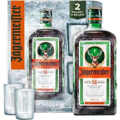 Jägermeister 35% 0,7l + 2x pohár (darčekové balenie 2 poháre)