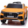 Elektrické autíčko Audi Q8, 12V, 2,4 GHz dialkové ovládanie, USB / SD Vstup, LED svetlá, 12V batéria, mäkké EVA kolesá, 2 X MOTOR, žlté, ORIGINÁL licencia