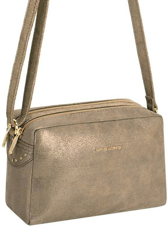 David Jones Zlatá dvojzipsová crossbody kabelka