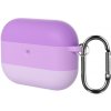 AppleKing silikónové puzdro s pruhmi a karabínkou pre AirPods Pro 3 - fialové - možnosť vrátiť tovar ZADARMO do 30tich dní