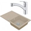 Drezový set Grohe 5/A - Granitový drez s odkvapkávacou plochou 780x480 mm, piesková + Drezová batéria Grohe Eurosmart