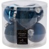 Vianočné gule sklenené 80 mm - modré (set 6 ks)