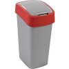Curver® Kôš FLIP BIN 25L, šedostříbrná/červená, na odpad