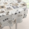 Biante Dekoračný okrúhly obrus Porto PRT-014 Hnedo-sivé srdiečka na krémovom Ø 110 cm