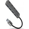AXAGON HUE-MSA, 4x USB 3.2 Gen 1 SWITCH hub, kovový, micro USB nap. konektor, kabel USB-A 20cm