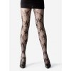 Sieťované pančuchy s veľkými kvetmi PALERMO Lores, Veľkosť 3/4, Farba Čierna
