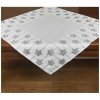 Dekoračný obrus na stôl biely so striebornými hviezdičkami Šírka 85 cm | Dĺžka 85 cm biela