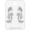B-TOP Súprava 3 párov náušníc s motívom jednorožca – chirurgická nerezová oceľ