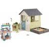 Set domček s pieskoviskom a stánok so zmrzlinou Square Playhouse Life Smoby rozšíriteľný s elektronickým zvončekom a predzáhradkou