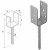 DOMAX PS zapustená pätka stĺpika typu U | Pätka na hranol 150 x 150 Žiarové pozinkovanie (ZNO) PS 70 U - 71 x 60 x 124 x 4.0 mm (6 ks)