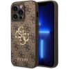 Guess PU 4G Metal Logo Zadní Kryt pro iPhone 15 Pro Max Brown