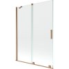 Mexen Velar vaňová zástena 2-krídlová posuvná 130 x 150 cm, transparentná, brúsená meď - 896-130-000-01-65