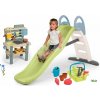 Set šmykľavka s dvojitou vlnou a kuchynka pre záhradníkov Toboggan Life Smoby dĺžka šmyku 200 cm s vodotryskom a košík s krhličkou