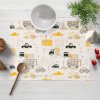 Biante Detské bavlnené prestieranie na stôl Sandra SA-672 Žlté a sivohnedé autá v meste na bielom 30x40 cm