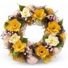 DECOLED Veľkonočný veniec na dvere 30 × 30 × 8 cm, žlté kvety, plast, vonkajší