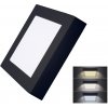 Solight LED mini panel CCT, prisadený, 12W, 900lm, 3000K, 4000K, 6000K, štvorcový, čierna farba (WD171-B)