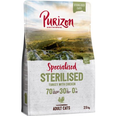 Purizon Sterilised Adult morčacie & kuracie bez obilnín 3 x 2,5 kg