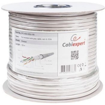 Gembird FPC-6004-SOL/100 FTP foil shielded solid cable, cat. 6, CCA, 100m, gray