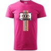 Retro kazeta - pruhy - Klasické pánske tričko vyššej gramáže - 2XL ( Purpurová )