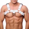 Kožený postroj The Red Bulldog Leather Harness biely S/M, pánsky kožený postroj
