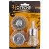 Hoteche HT591001 Sada drátěných kartáčů s nástavcem do vrtačky, 3 ks