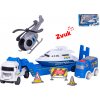 Mikro trading Auto nákladní na setrvačník - 30 cm + vozidla policie 3 ks a doplňky