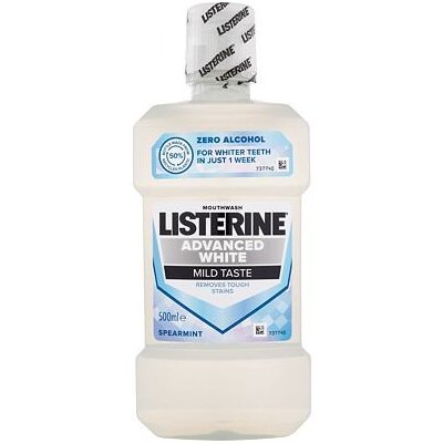 Listerine Advanced White Mild Taste Mouthwash 500 ml osvěžující a bělicí ústní voda bez alkoholu