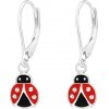 Detské strieborné náušnice Krúžky - Lienky červené