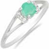 Nefertitis Prsteň strieborný s brúseným smaragdom a zirkónmi Ag 925 015090 EM - 54 mm (US 7), 1,5 g