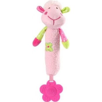 BabyOno plyšová hračka s pískátkem a hryzátkom Sweet Lambie ružová