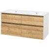 MEREO - Opto, kúpeľňová skrinka s keramickým umývadlom 121 cm, biela/dub Riviera CN933