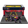 Bburago Red bull F1 Rb19 Diorama Garáž Pit-stop Tím Oracle Red Bull Racing N 1 Majster sveta sezóna 2023 Max Verstappen s figúrkou posádky a príslušenstvom 1:43 Modrá žltá červená