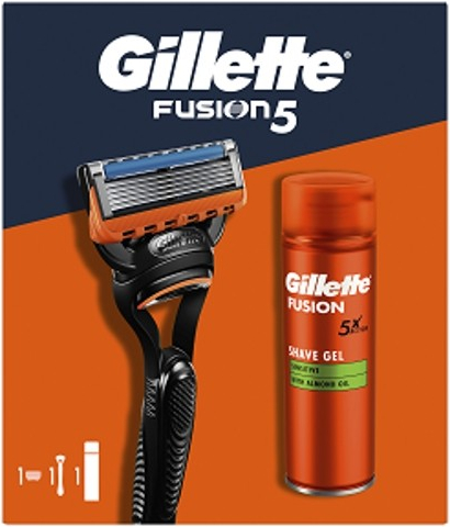 Gillette Fusion Holiaci strojček + hydratačný gél na holenie 200 ml darčeková sada