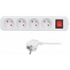 Solight prodlužovací přívod 5m, 4 zásuvky, vypínač, 16A/3680W, PVC, bílý PP33X