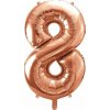 PartyDeco Fóliový balón číslo 8 ružové zlato 86 cm