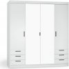 ArtLemp Šatníková skriňa ELLEN 4D6S so zrkadlom | biela