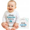 Body s potlačou New Baby Ahoj, ja som tu nový - darčekové balenie - 56 (0-3m)