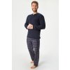 Enrico Coveri Pánske bavlnené pyžamo Kristopher dlhé tmavomodrá M