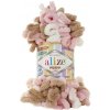 Alize příze Puffy color 6046 růžová, bílá a karamelová